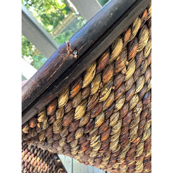 Set of 2 wicker wall shelves sconces plant holders display jute wood pair hang - Picture 10 of 16